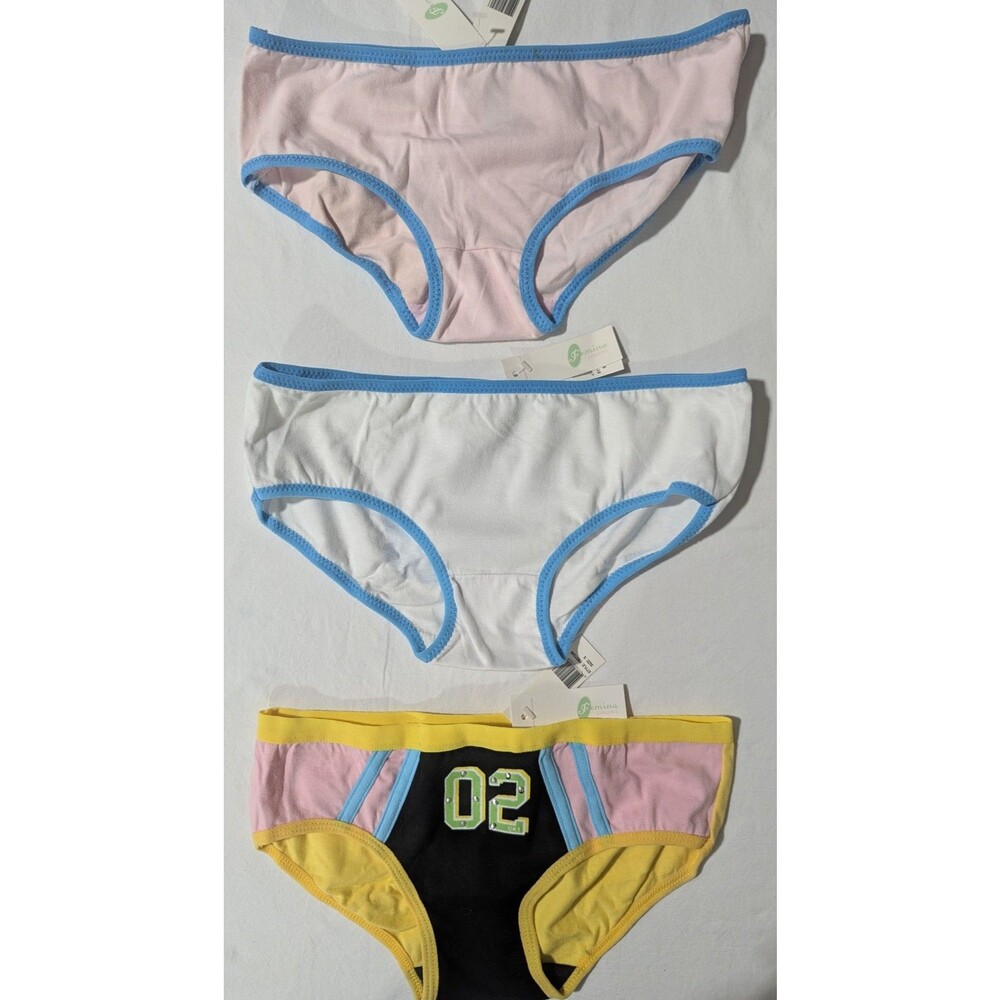 Femina Lingerie 3-Pack Bikini Panties Sz S NWT Pink White Yellow